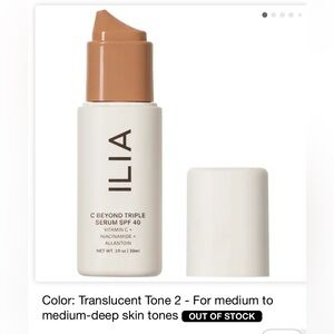 Ilia C beyond triple serum broad spectrum. SPF 40.